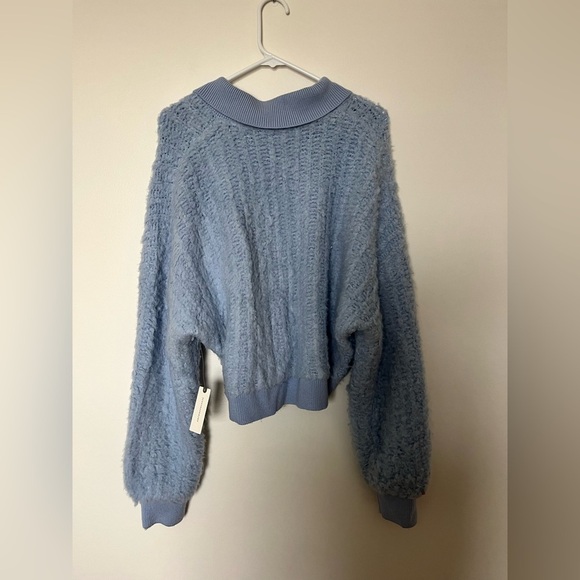 By Anthropologie Zip-Up Brushed Sweater Cardigan Blue - Picture 15 of 15
